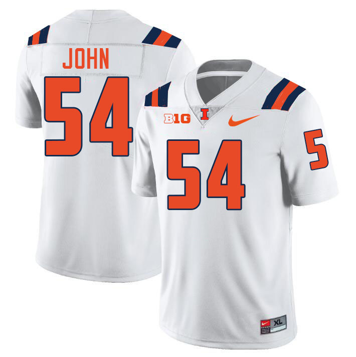 Men #54 Demetrius John Illinois Fighting Illini College Football Jerseys Stitched-White